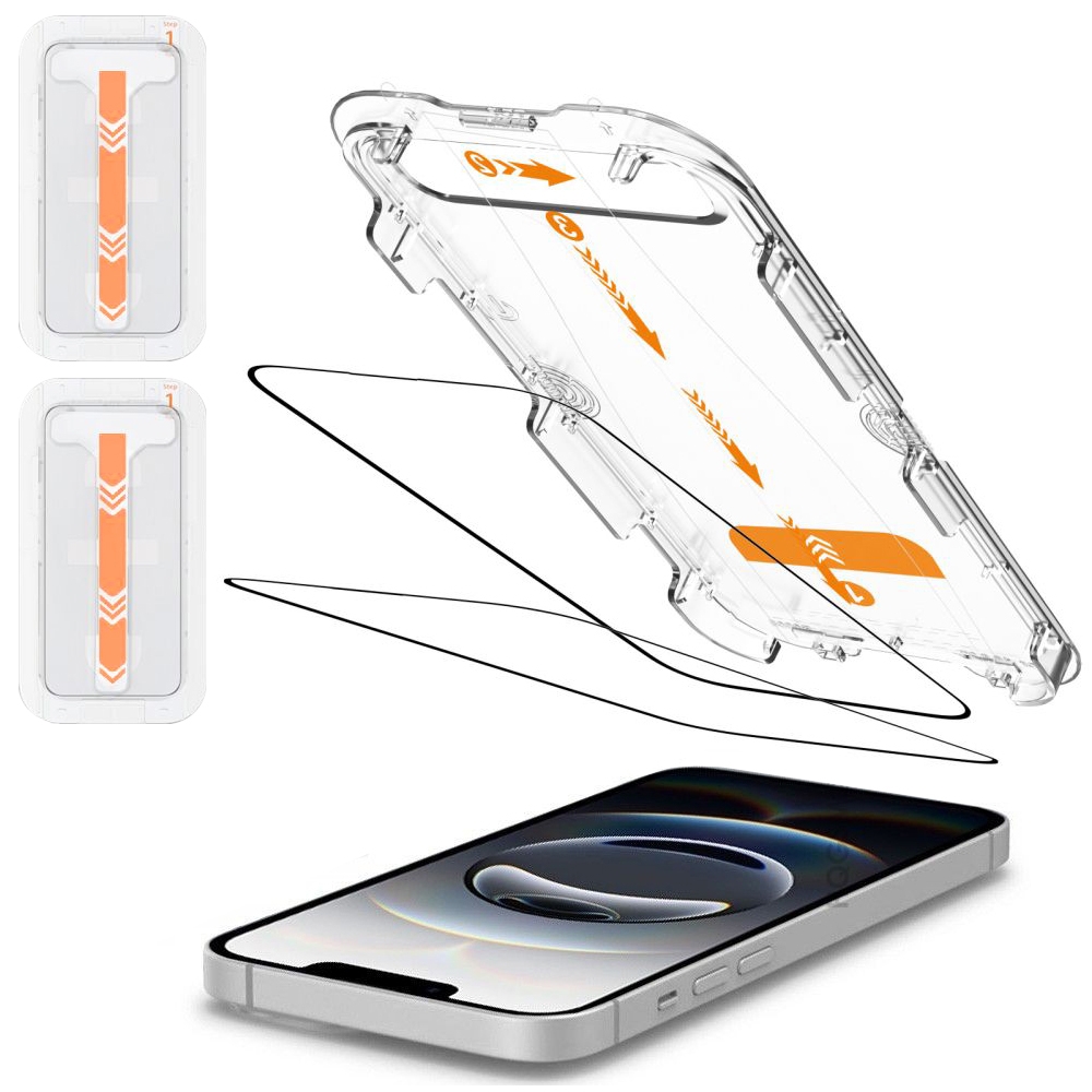 2x Szkło Hartowane EASY + Aplikator Ramka do Apple iPhone 16e/14/13 Pro/13
