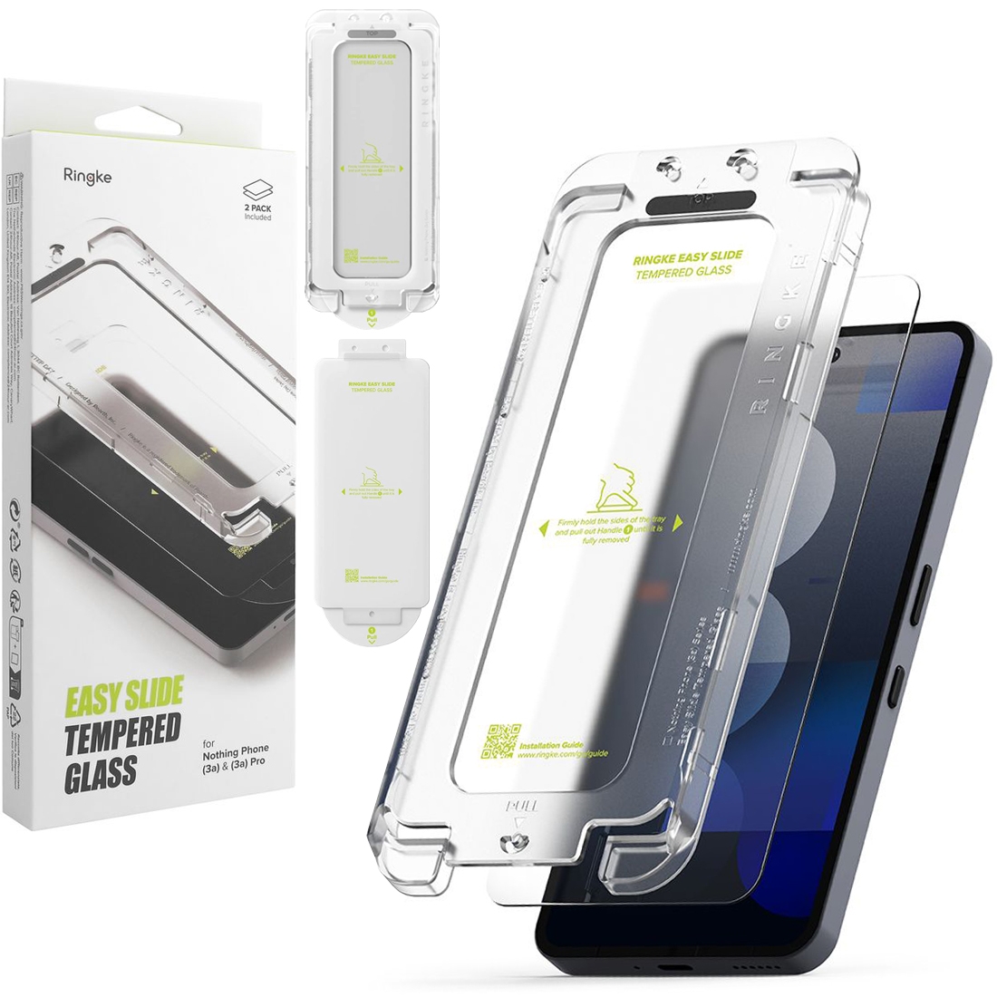 2x Szkło Hartowane RINGKE Easy Slide Tempered Glass + Aplikator do Nothing Phone (3a) / (3a) Pro