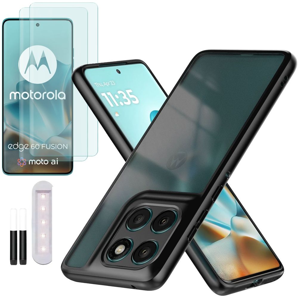 Etui Matte Hybrid Case | Black + 2x SZKŁO UV do Motorola Edge 60 Fusion