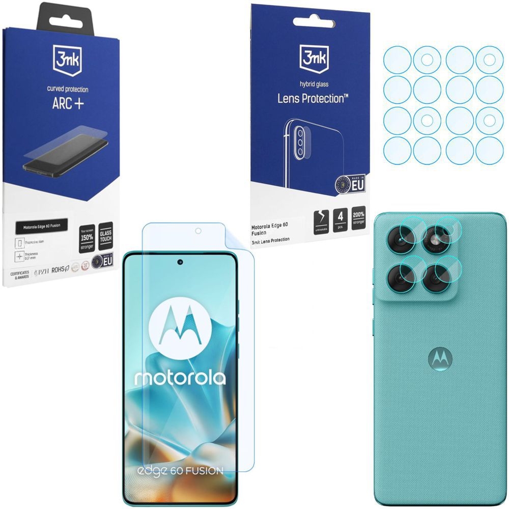 FOLIA 3mk Curved Protection ARC+ + 4x APARAT Lens Protection do Motorola Edge 60 Fusion