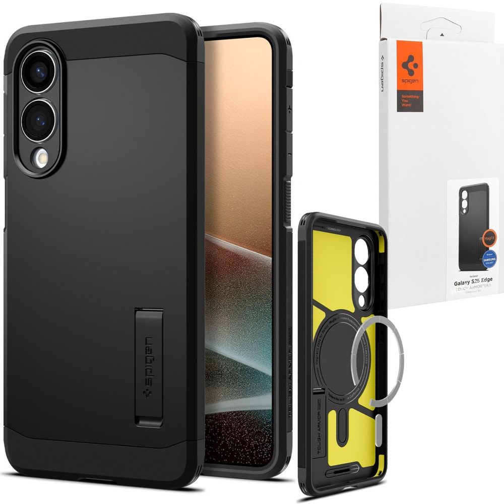 Pancerne Etui SPIGEN Tough Armor z MagSafe | Black do Samsung Galaxy S25 Edge