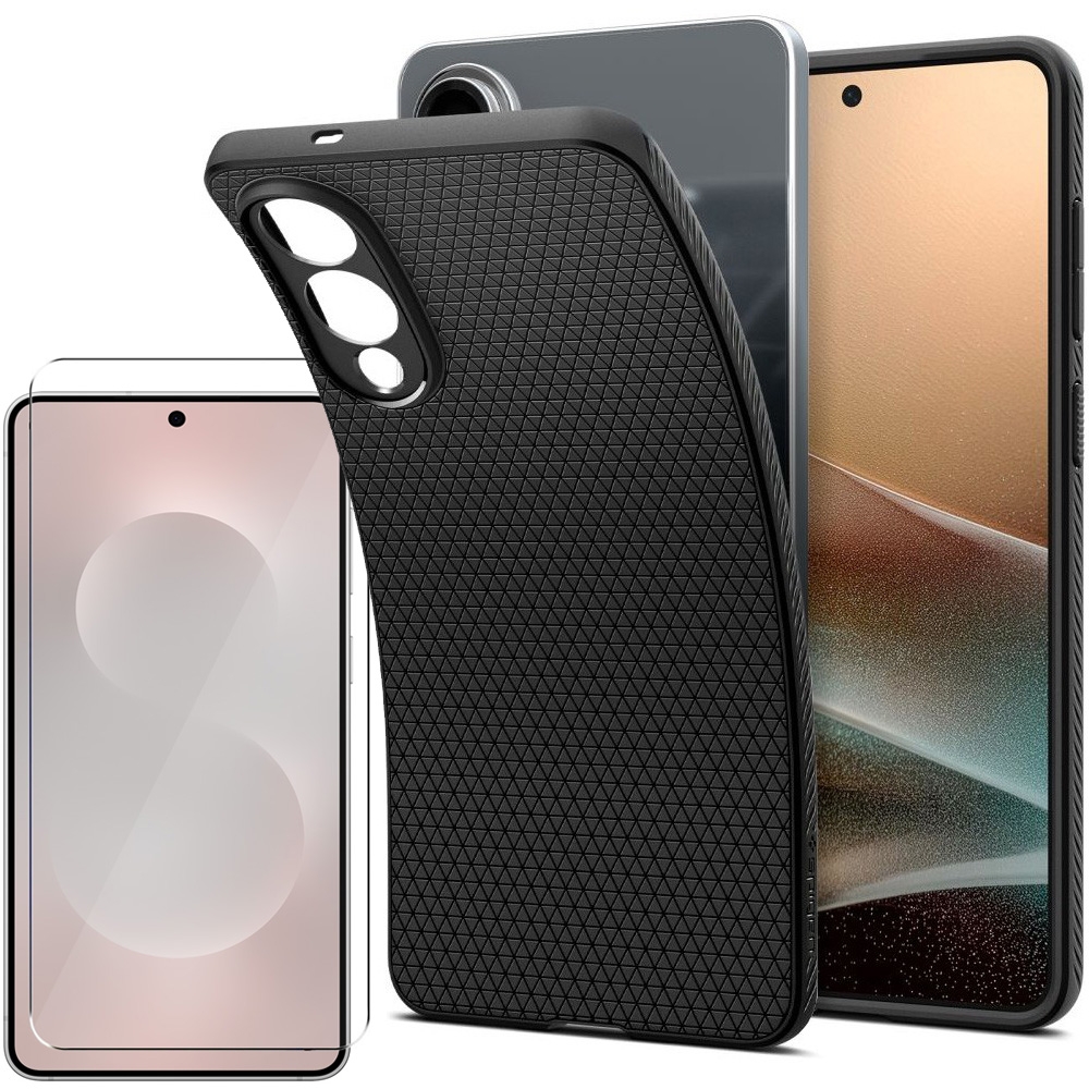 Etui SPIGEN Liquid Air | Black + SZKŁO do Samsung Galaxy S25 Edge