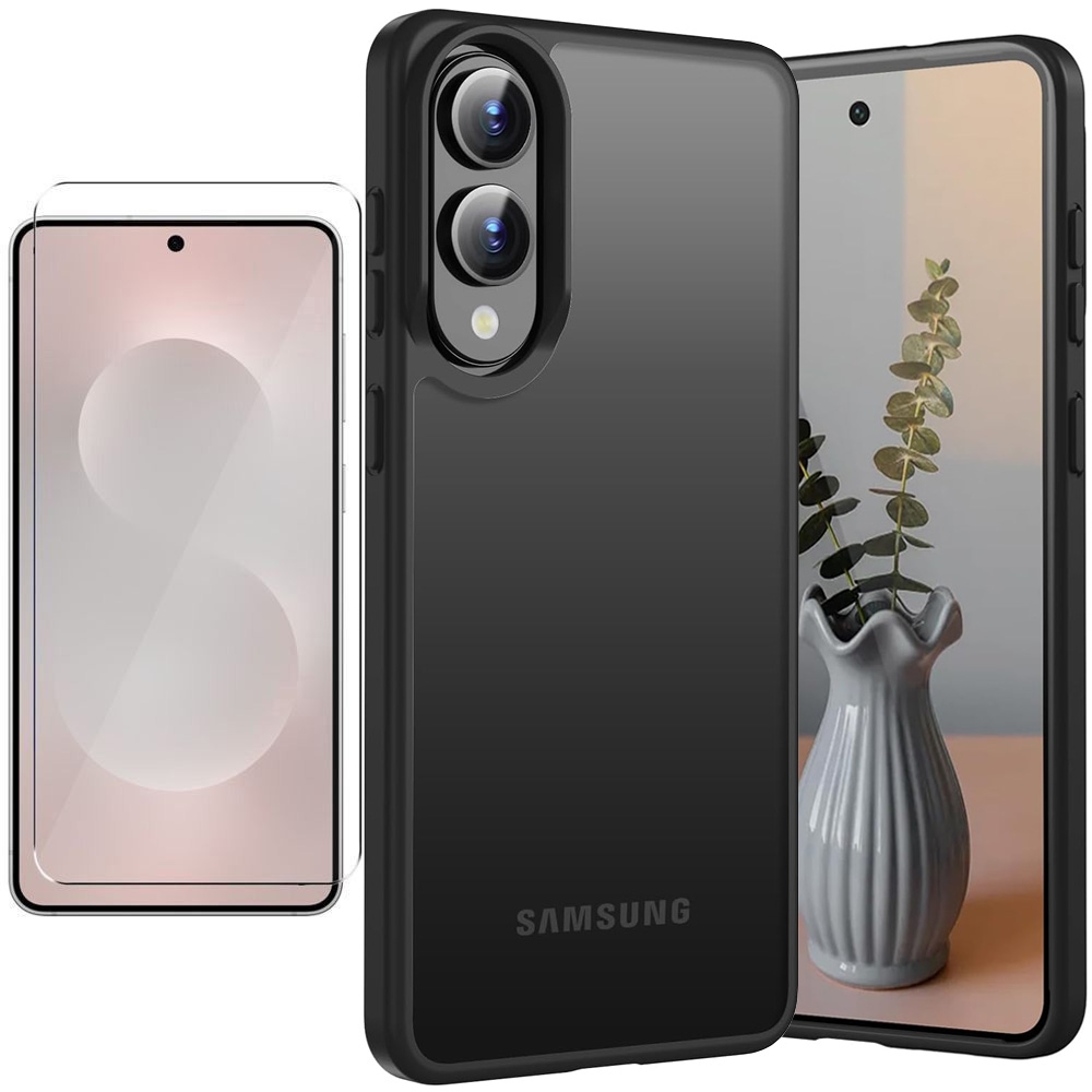 Etui Hybrydowe Matte Case | Black + SZKŁO do Samsung Galaxy S25 Edge