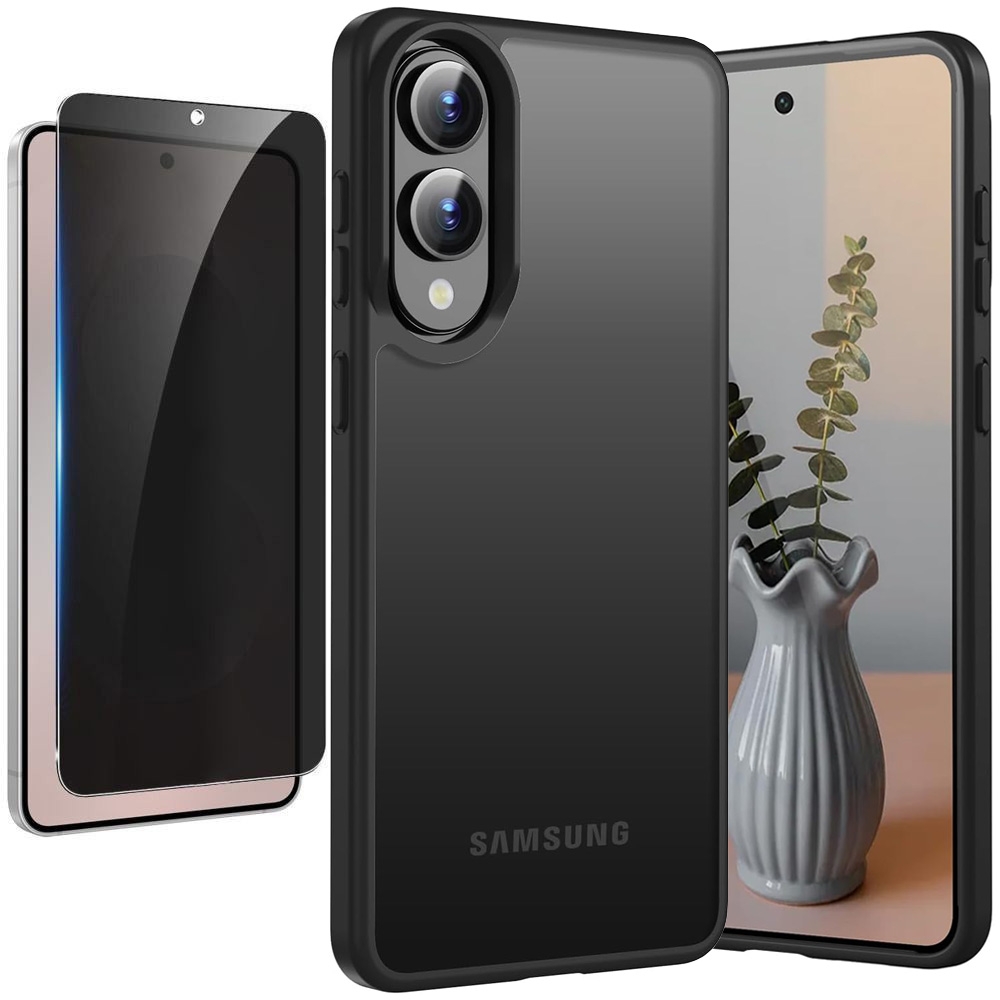 Etui Hybrydowe Matte Case | Black + SZKŁO Privacy do Samsung Galaxy S25 Edge