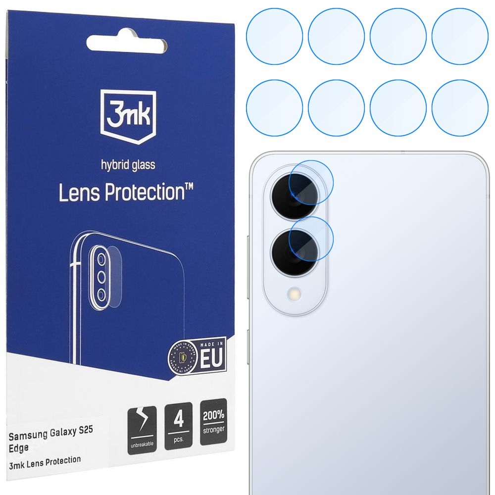 4x 3mk Lens Protection | Szkło Hybrydowe na Obiektyw Aparat do Samsung Galaxy S25 Edge