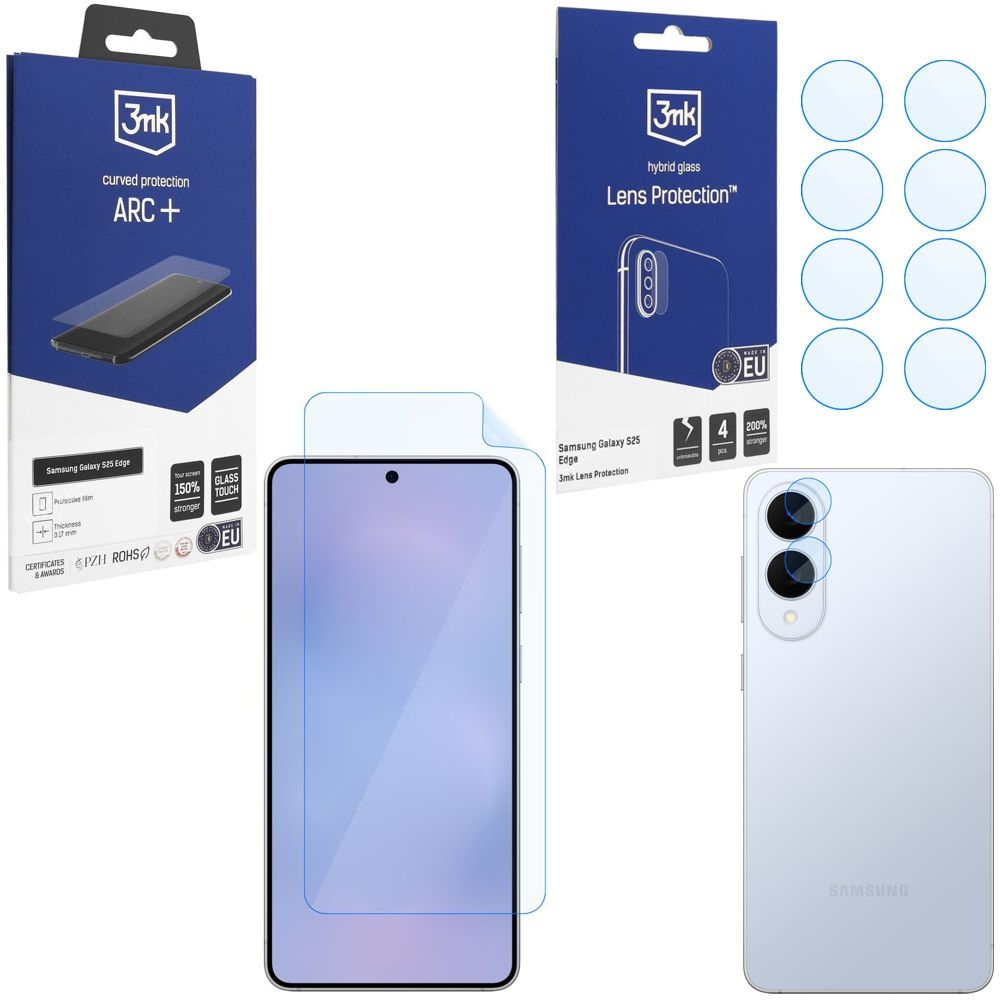 FOLIA 3mk Curved Protection ARC+ + 4x APARAT Lens Protection do Samsung Galaxy S25 Edge