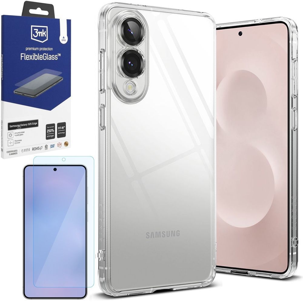 Etui RINGKE Fusion | Bezbarwne | Clear + SZKŁO 3mk FG do Samsung Galaxy S25 Edge