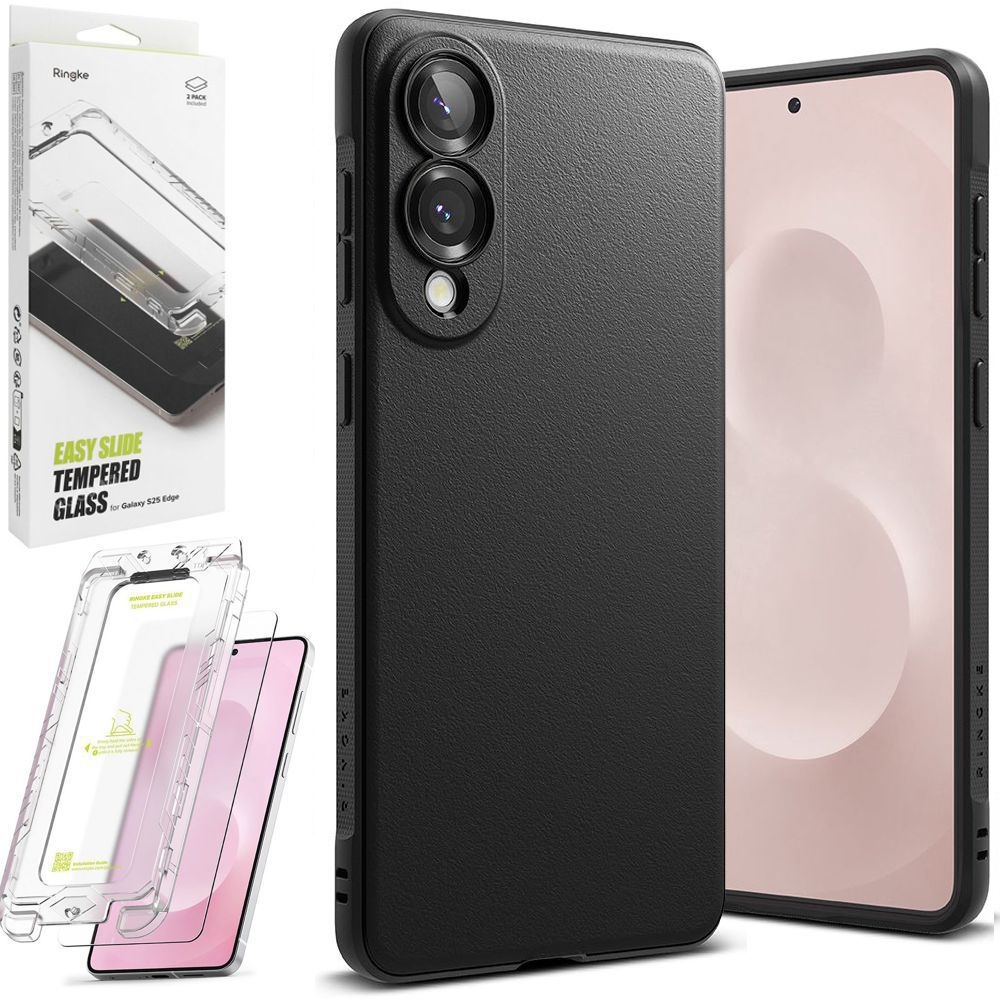 Etui RINGKE Onyx | Black + 2x SZKŁO Ringke do Samsung Galaxy S25 Edge
