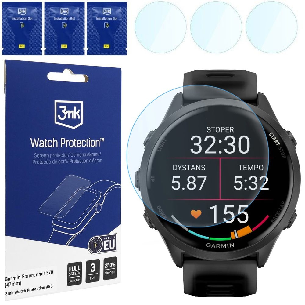 3x Folia Hydrożelowa 3mk Watch Protection do Garmin Forerunner 570 47mm