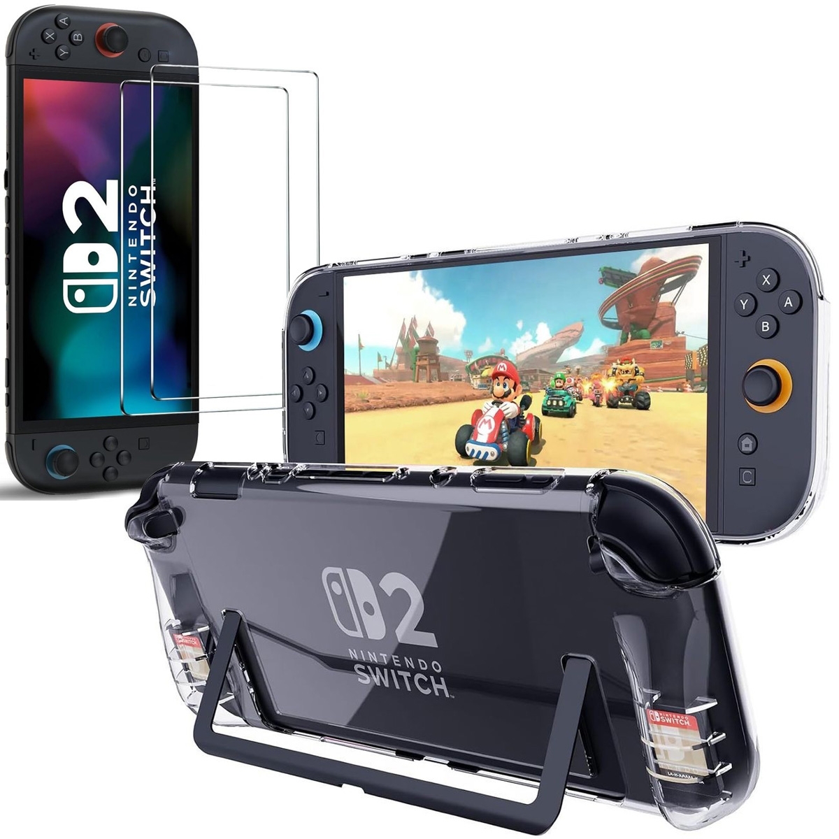 ETUI Flex Fit | Crystal Clear + 2x SZKŁO do Nintendo Switch 2