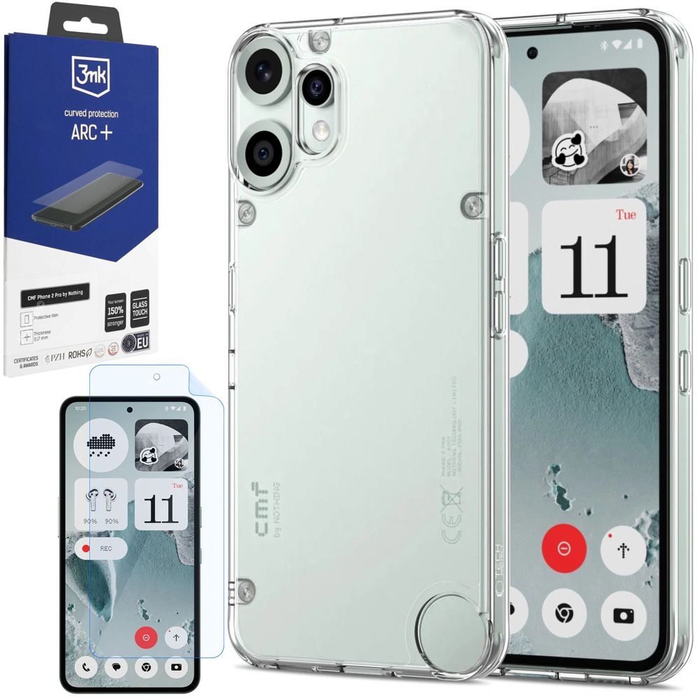 Etui Hybrydowe Clear Case | Crystal + FOLIA 3mk ARC do CMF by Nothing Phone 2 Pro 5G