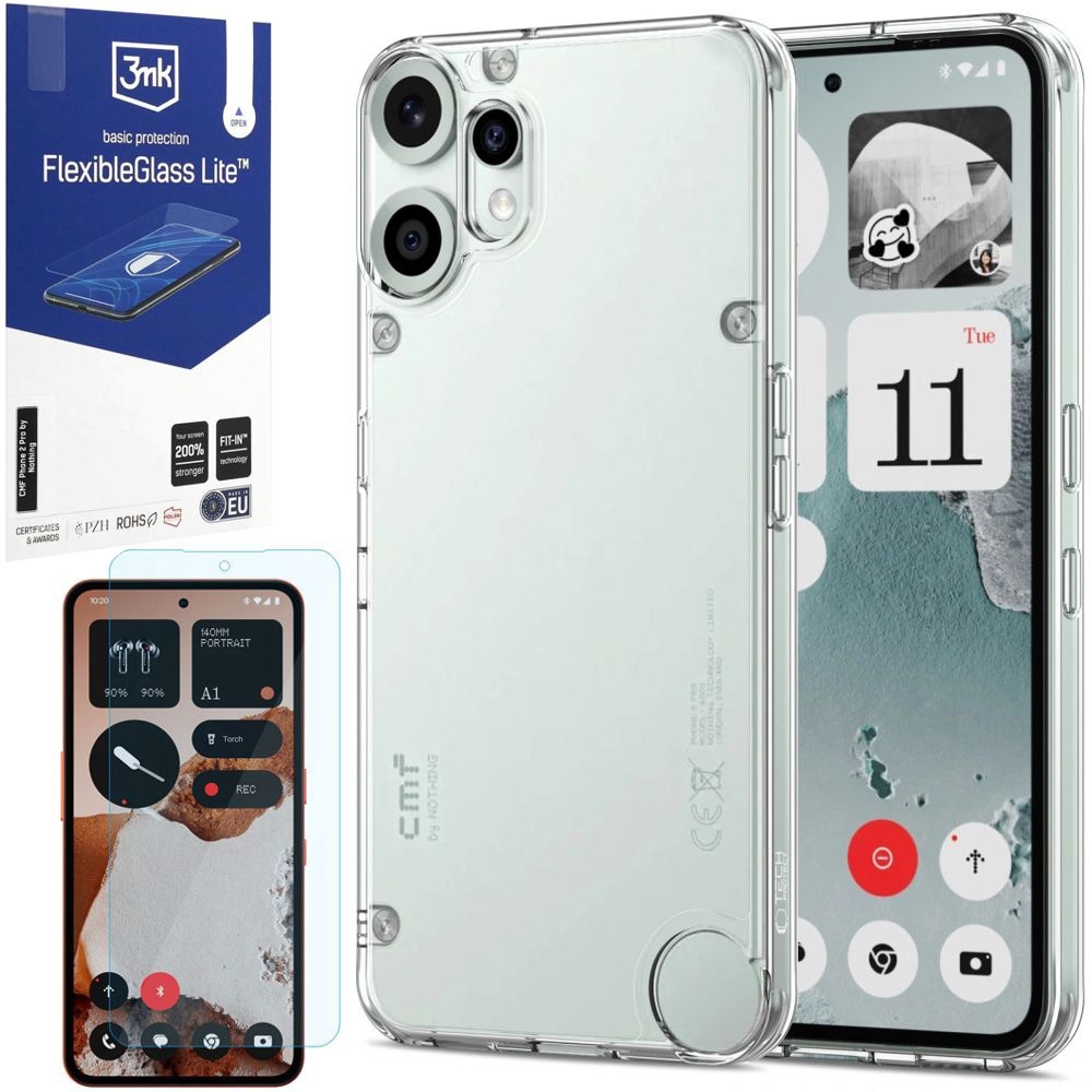 Etui Hybrydowe Clear Case | Crystal + SZKŁO 3mk FG Lite do CMF by Nothing Phone 2 Pro 5G