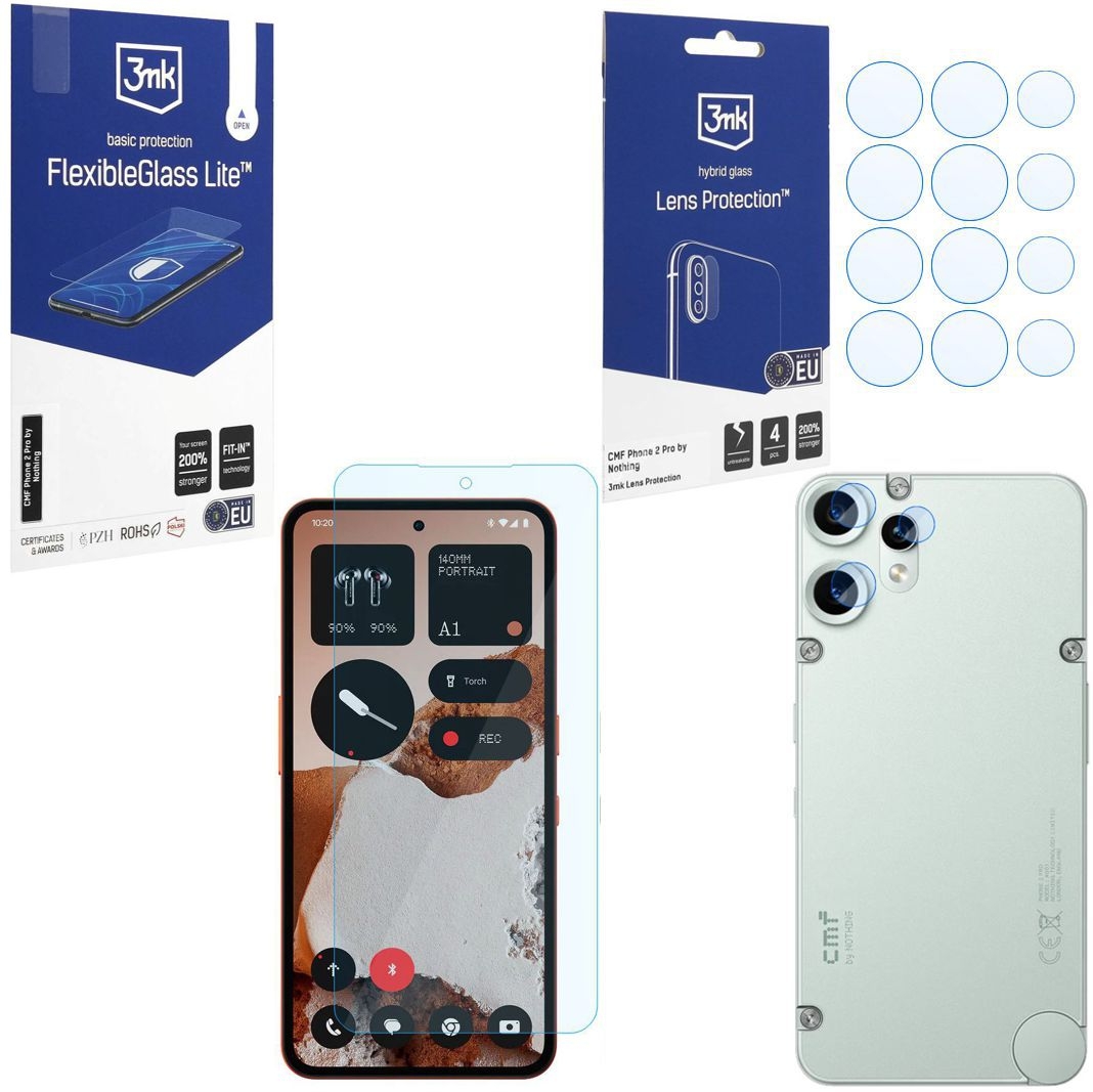 SZKŁO 3mk Flexible Glass Lite + 4x APARAT Lens Protection do CMF by Nothing Phone 2 Pro 5G