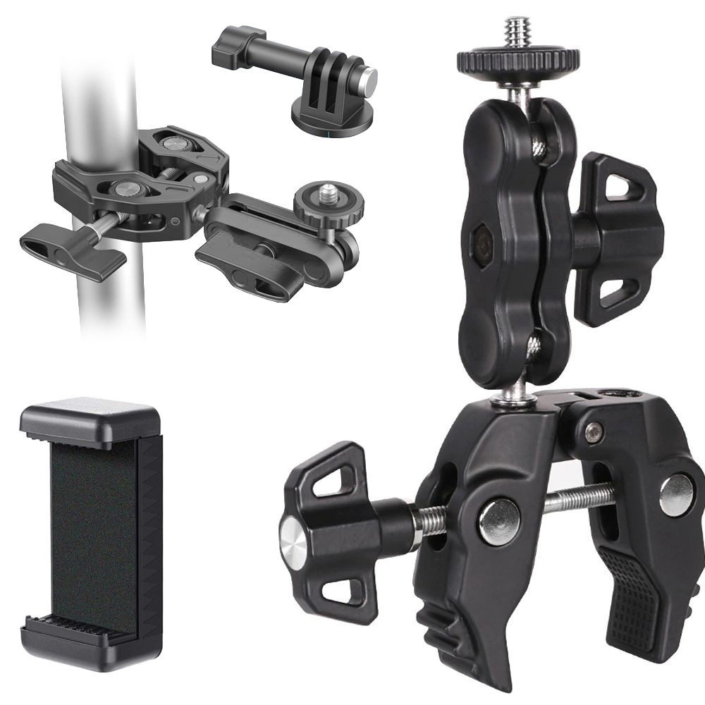 Crab Clamp + Mini Magic Arm | Metalowy Zacisk Uchwyt Uniwersalny | 1/4&#8243; 3/8&#8243; GoPro + Telefon