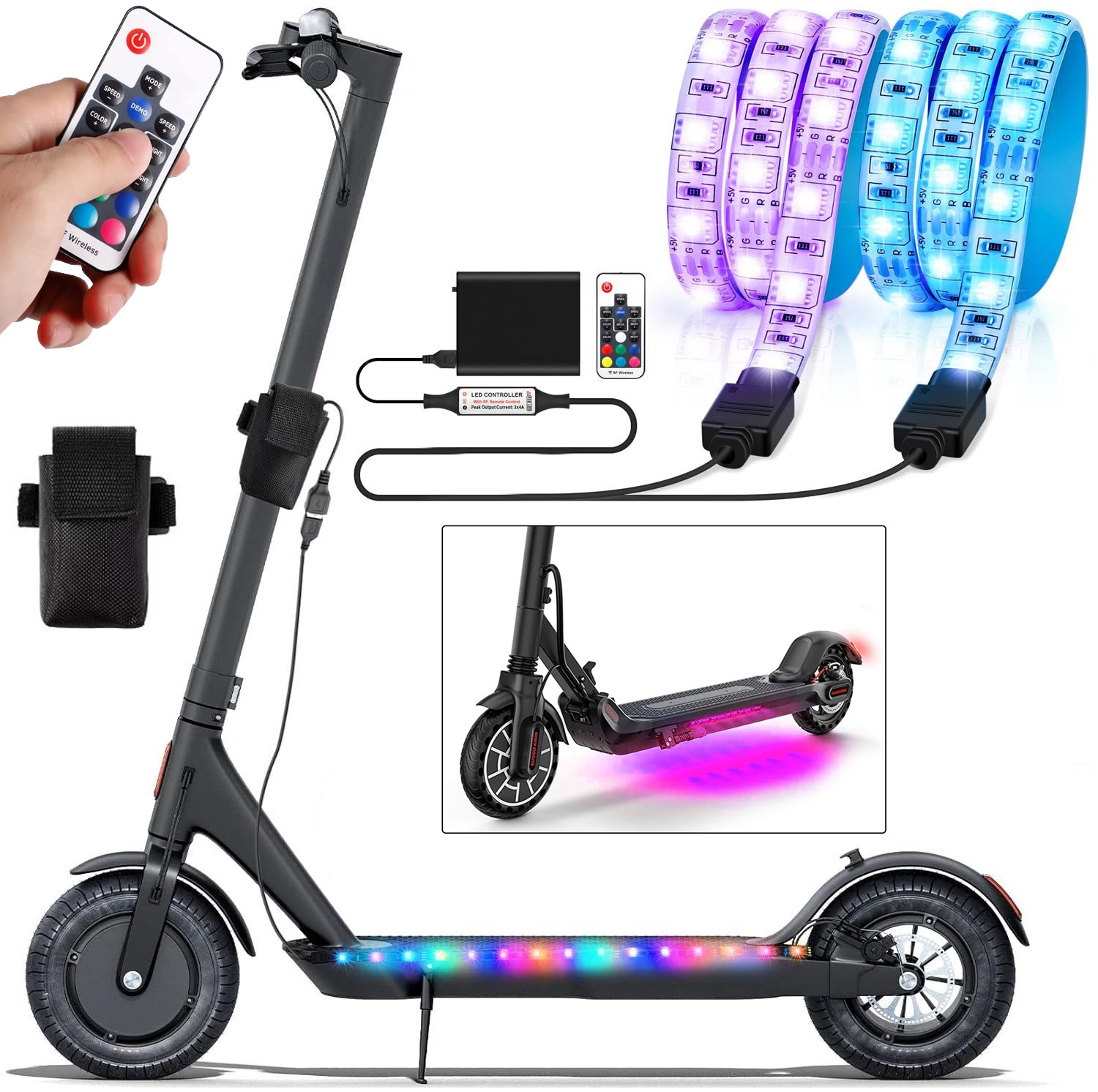 Dodatkowe Oświetlenie RGB LED do Hulajnogi Elektrycznej + Pilot