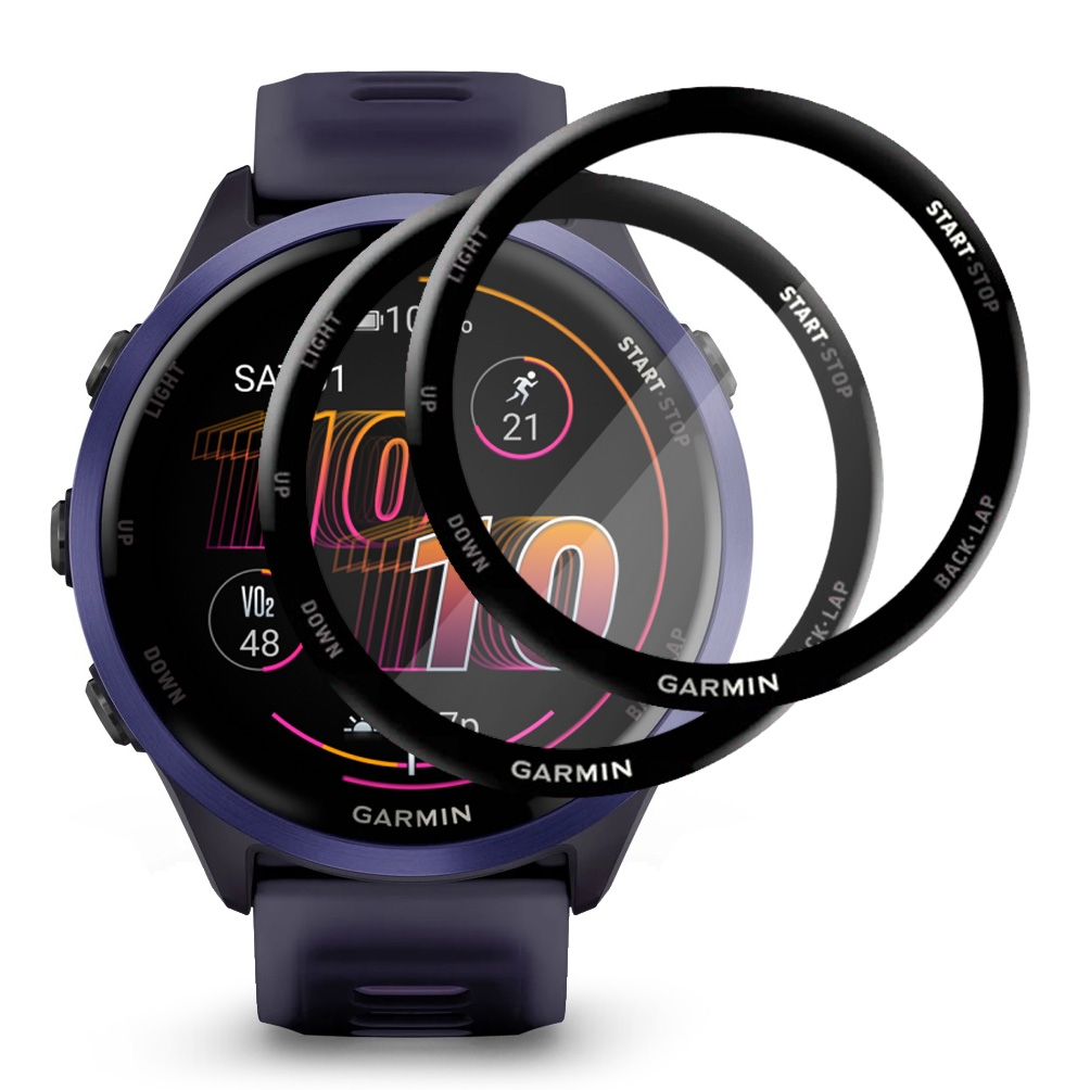 2x Szkło Hybrydowe | FULL COVER | Black do Garmin Forerunner 570 47mm