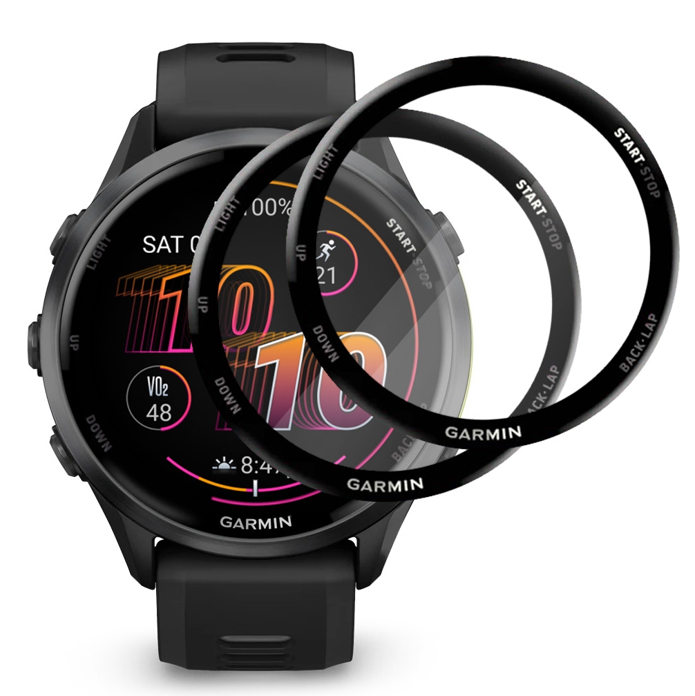 2x Szkło Hybrydowe | FULL COVER | Black do Garmin Forerunner 970