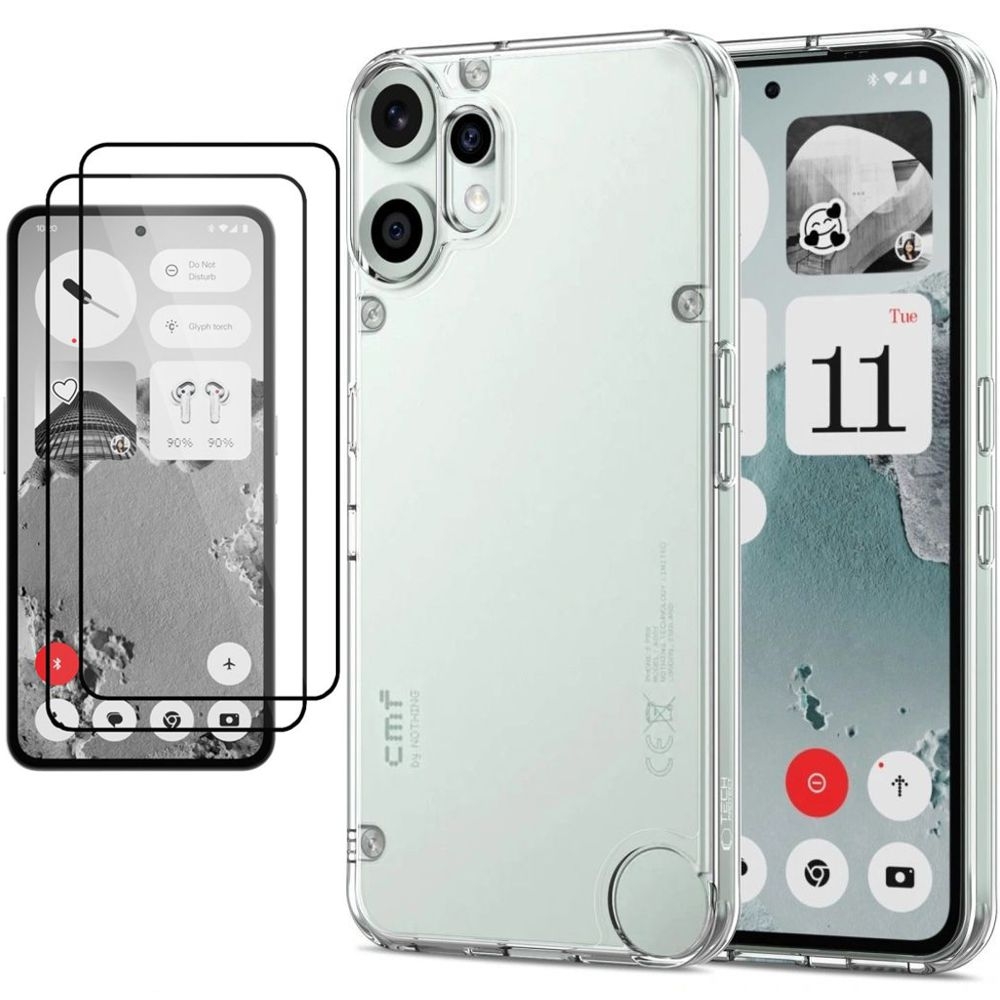 Etui Hybrydowe Clear Case | Crystal + 2x SZKŁO 5D do CMF by Nothing Phone 2 Pro 5G