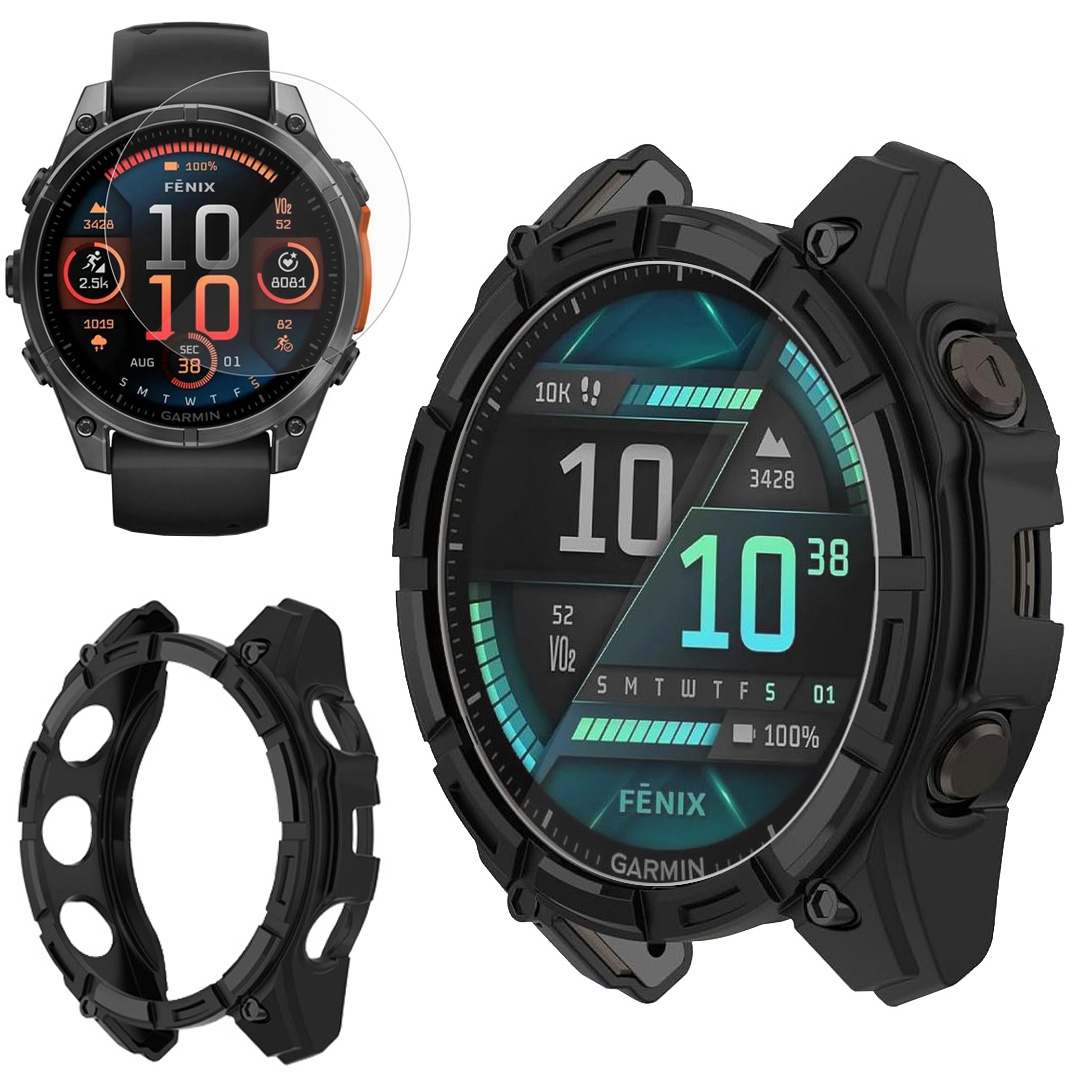 Etui Soft DEFENSE Case | Black + SZKŁO do Garmin Fenix 8 47mm AMOLED