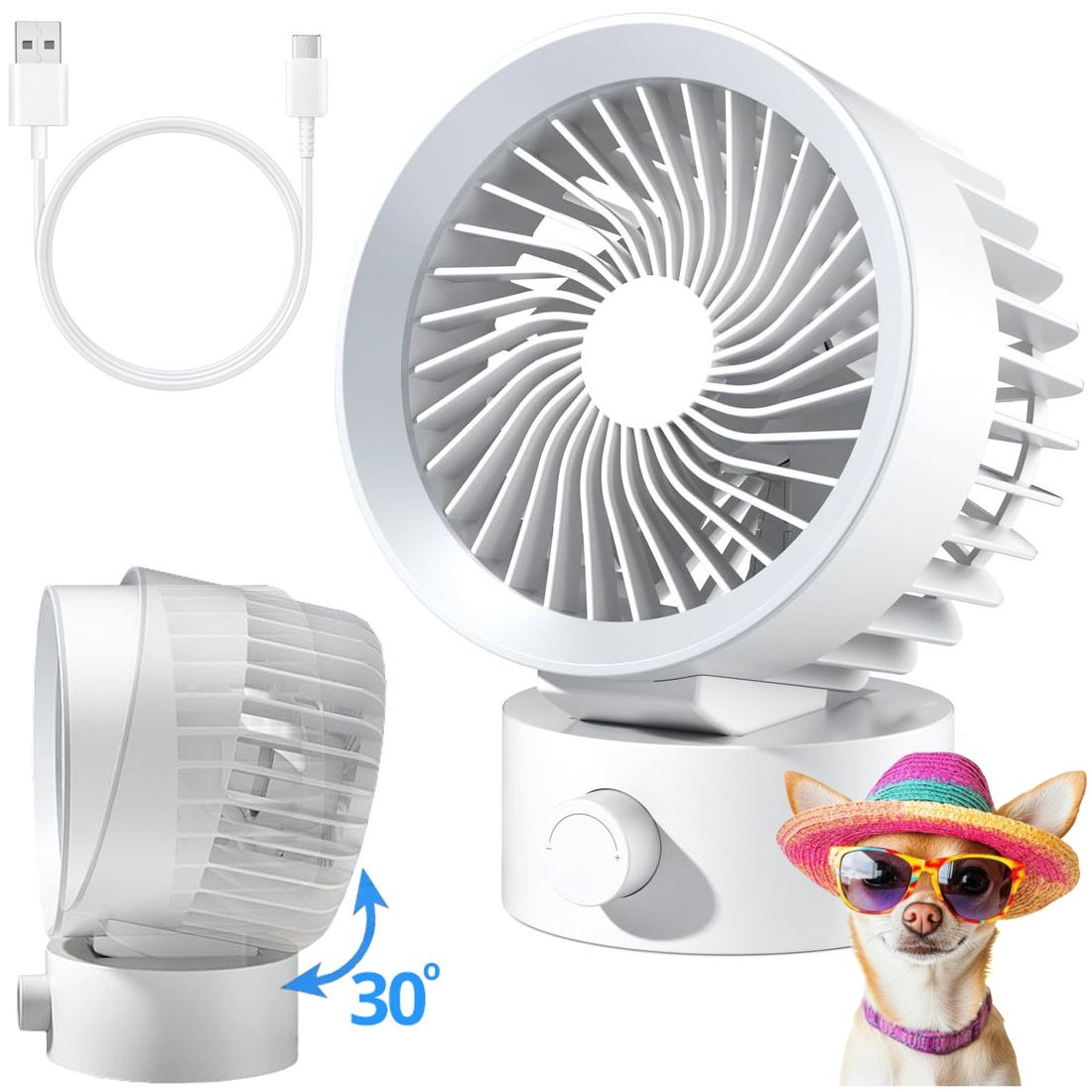 Wentylator USB-C z Wbudowaną Baterią | Biurkowy