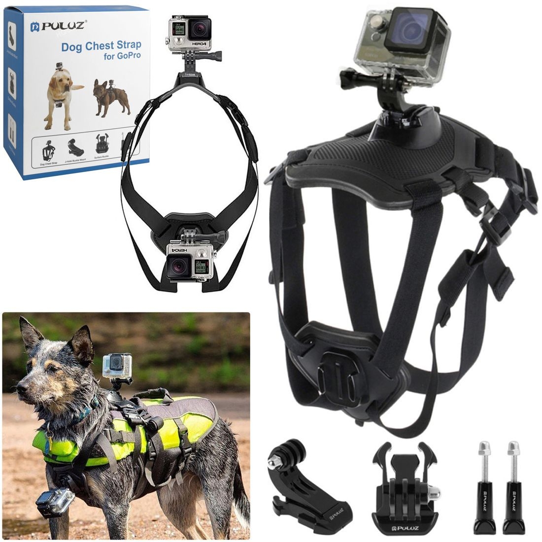 PULUZ Dog Chest Strap | Szelki dla Psa do Kamer Sportowych GoPro SjCam DJI