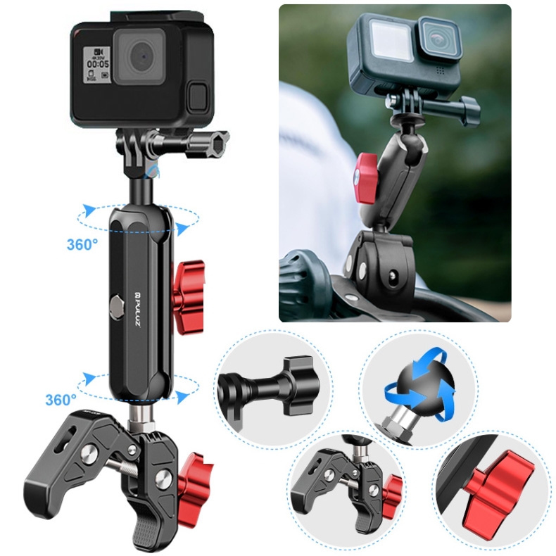PULUZ | Crab Clamp | Metalowy Uchwyt Motocyklowy do Kamer Sportowych