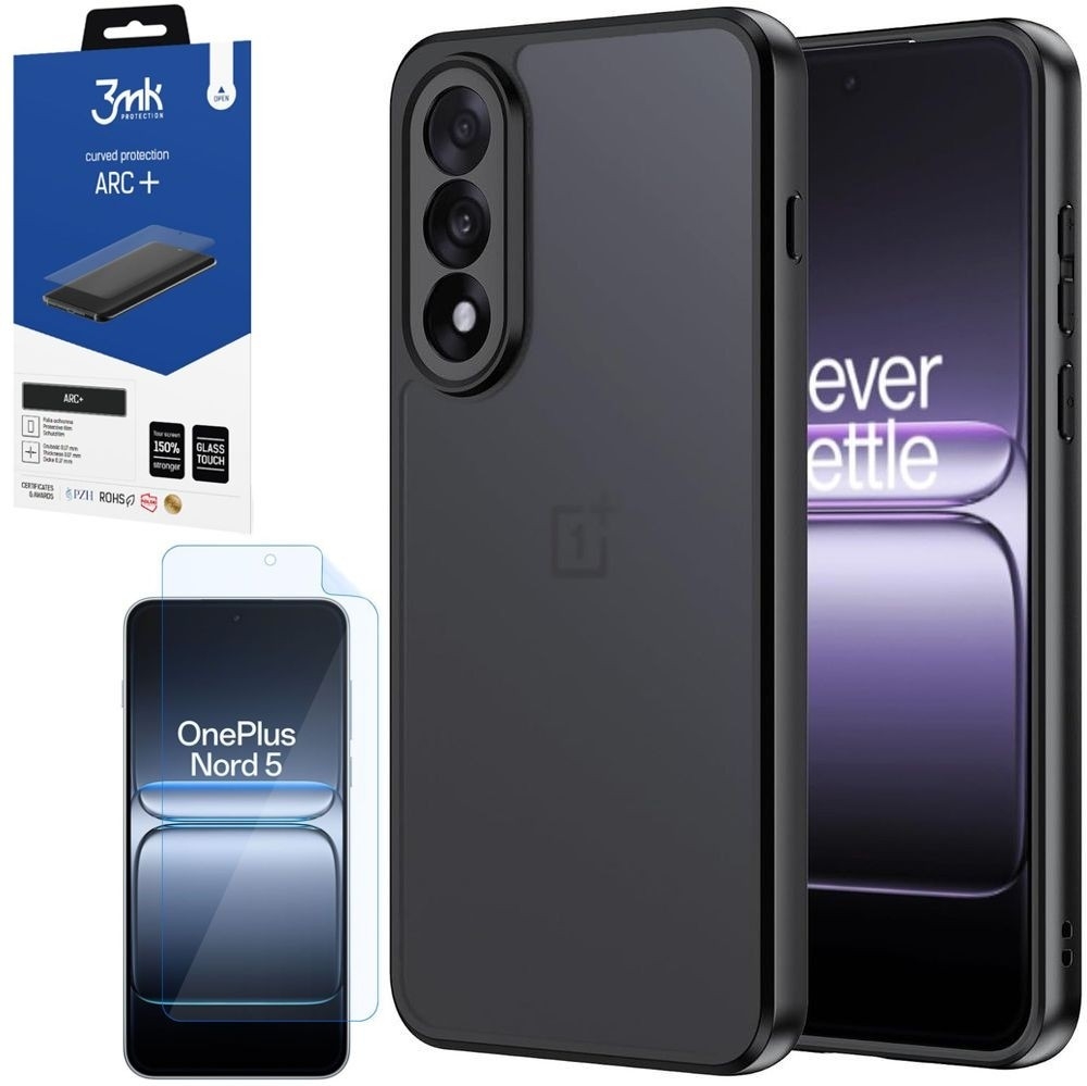 Etui Hybrydowe Matte Case | Black + FOLIA 3mk ARC do OnePlus Nord 5