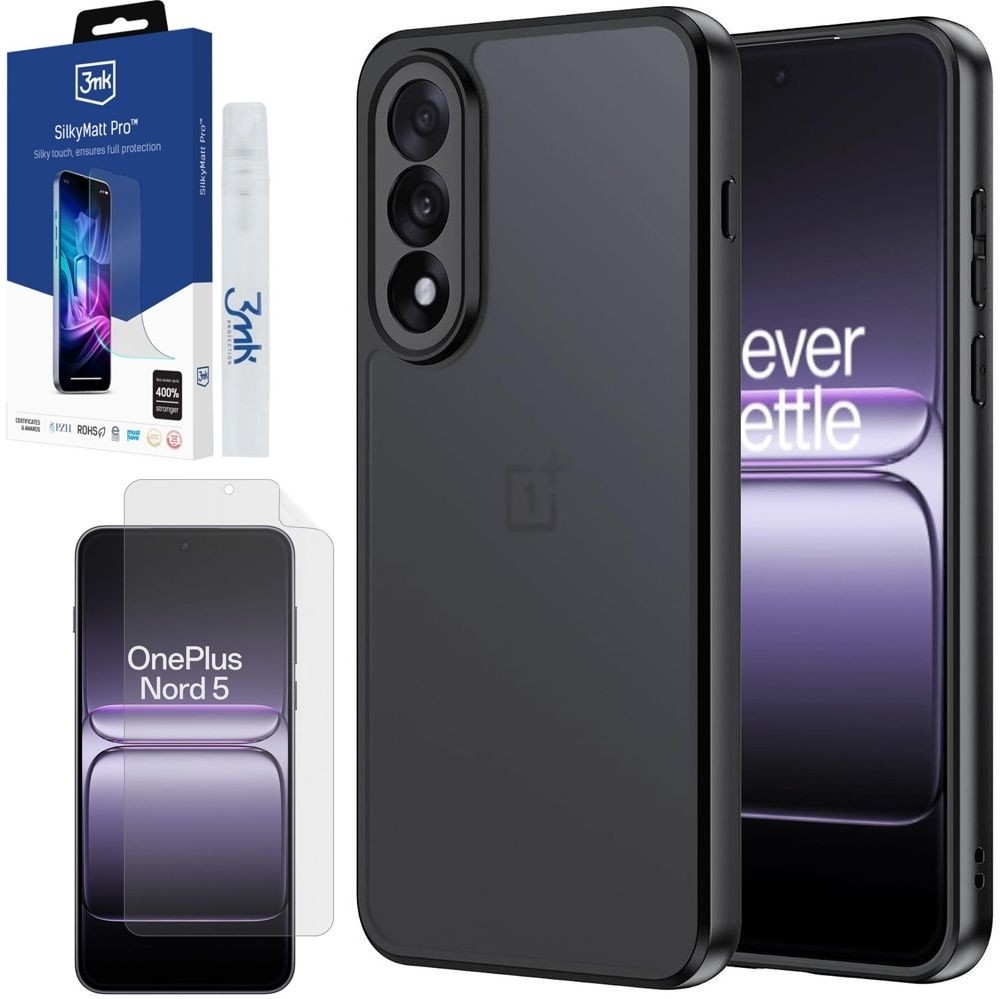 Etui Hybrydowe Matte Case | Black + FOLIA 3mk SilkyMatt do OnePlus Nord 5
