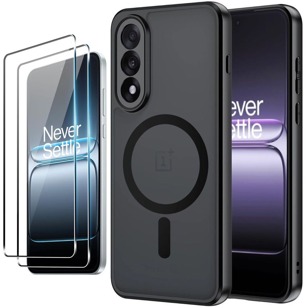 Etui Hybrydowe Matte Case z MagSafe | Black + 2x SZKŁO 5D do OnePlus Nord 5