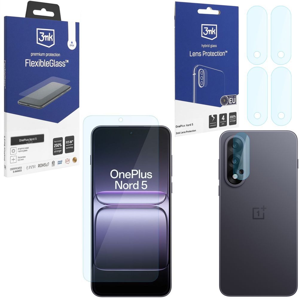 SZKŁO 3mk Flexible Glass + 4x APARAT Lens Protection do OnePlus Nord 5