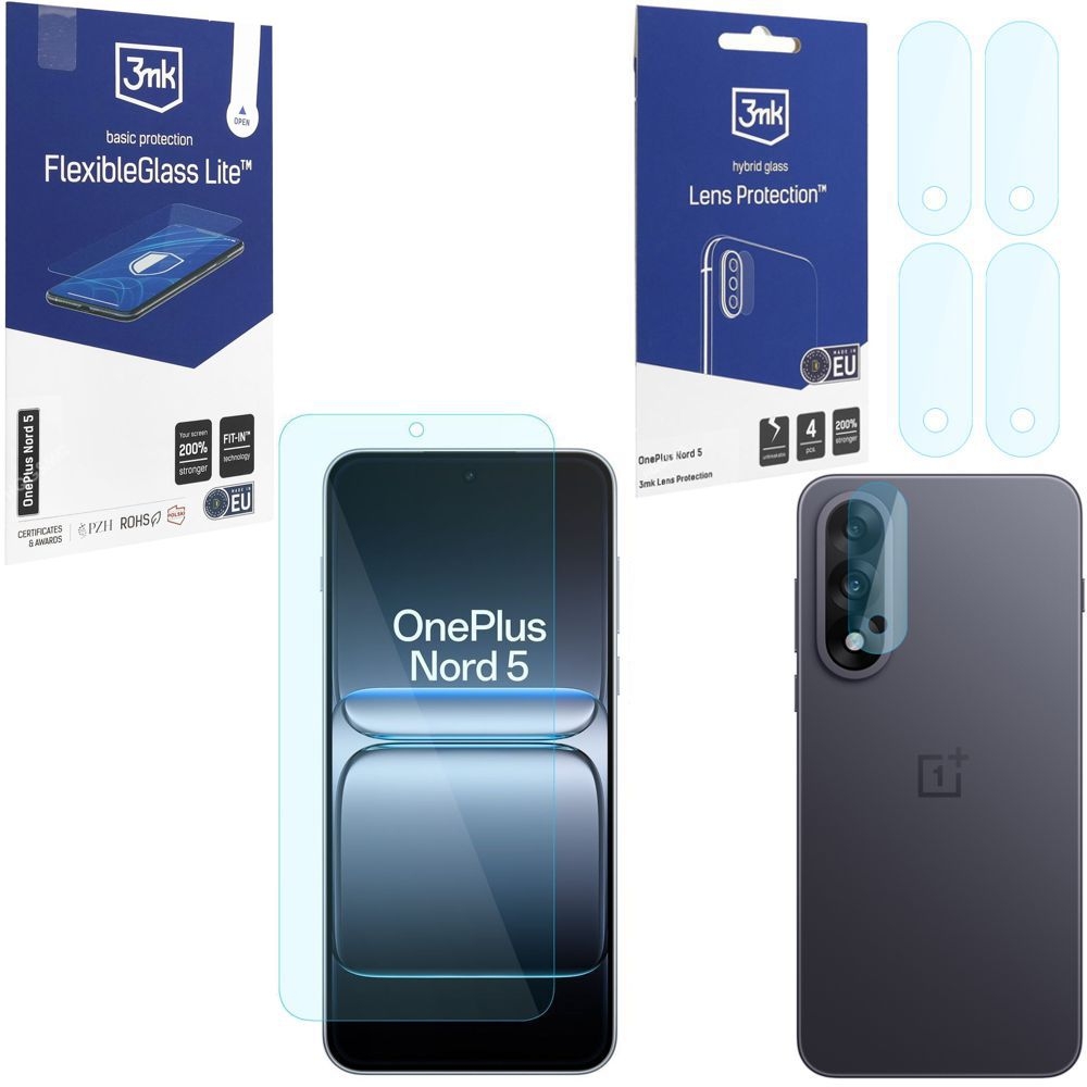 SZKŁO 3mk Flexible Glass Lite + 4x APARAT Lens Protection do OnePlus Nord 5