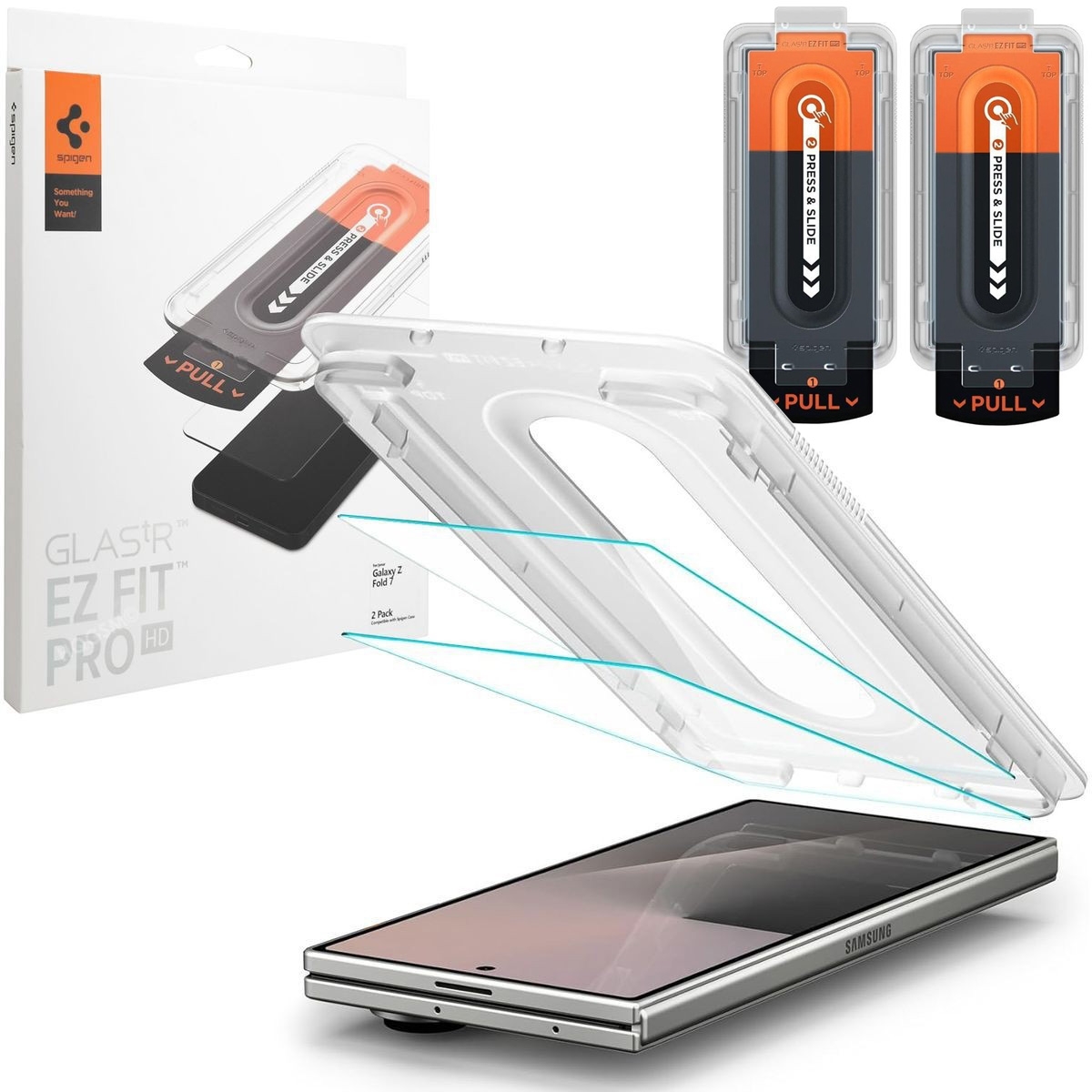 2x Szkło Hartowane SPIGEN GLAS.tR EZ FIT z Aplikatorem do Samsung Galaxy Z Fold7