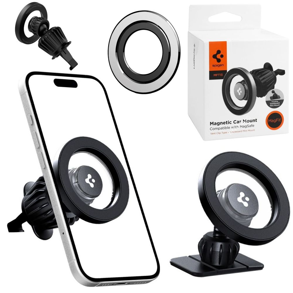 SPIGEN MFT13 | Uchwyt Samochodowy z MagSafe | Magnetyczny do Kratki Nawiewu i Deski