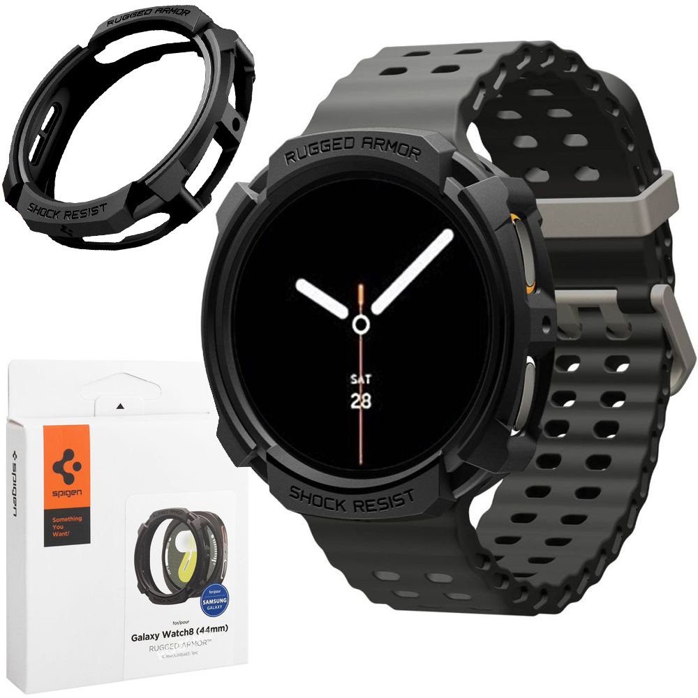 Etui SPIGEN Rugged Armor | Matte Black do Samsung Galaxy Watch 8 44mm