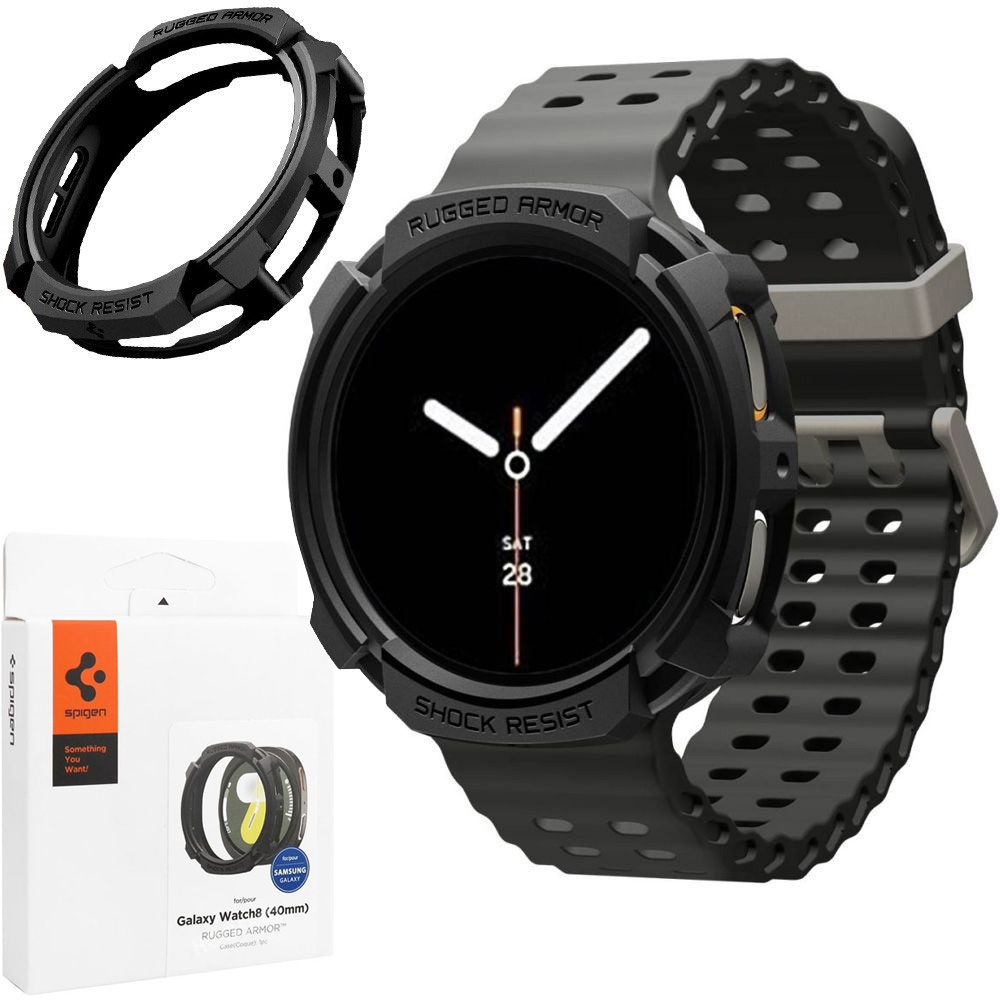 Etui SPIGEN Rugged Armor | Matte Black do Samsung Galaxy Watch 8 40mm
