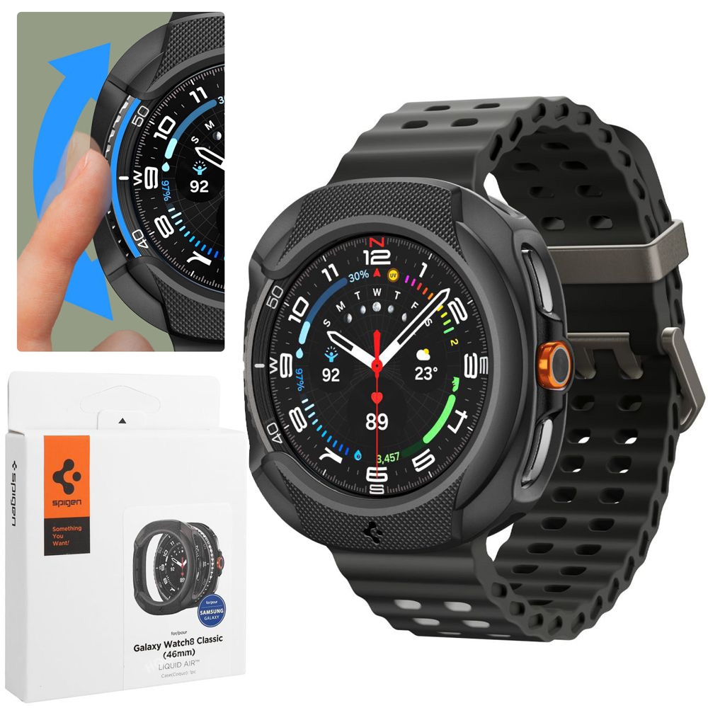 Etui SPIGEN Liquid Air | Matte Black do Samsung Galaxy Watch 8 Classic 46mm