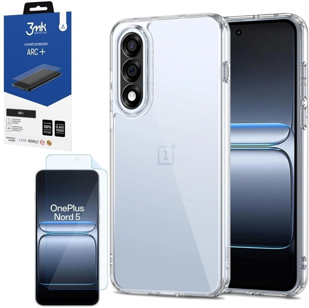 Etui Clear Hybrid Case | Crystal + FOLIA 3mk ARC do OnePlus Nord 5