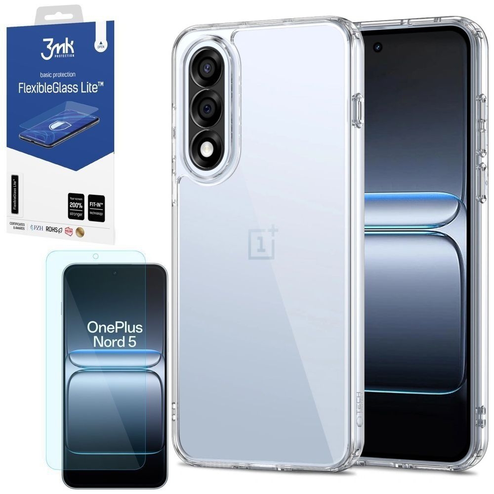 Etui Clear Hybrid Case | Crystal + SZKŁO 3mk FG Lite do OnePlus Nord 5
