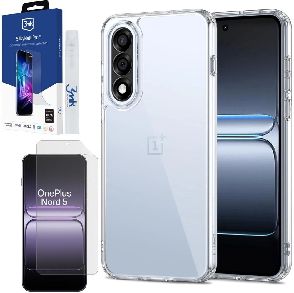 Etui Clear Hybrid Case | Crystal + FOLIA 3mk SilkyMatt do OnePlus Nord 5