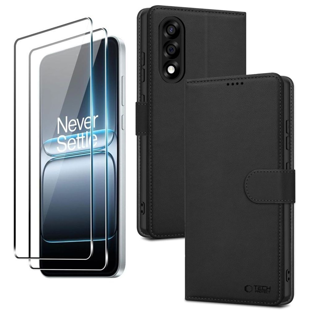Etui z Klapką Wallet Case | Czarne + 2x SZKŁO 5D do OnePlus Nord 5