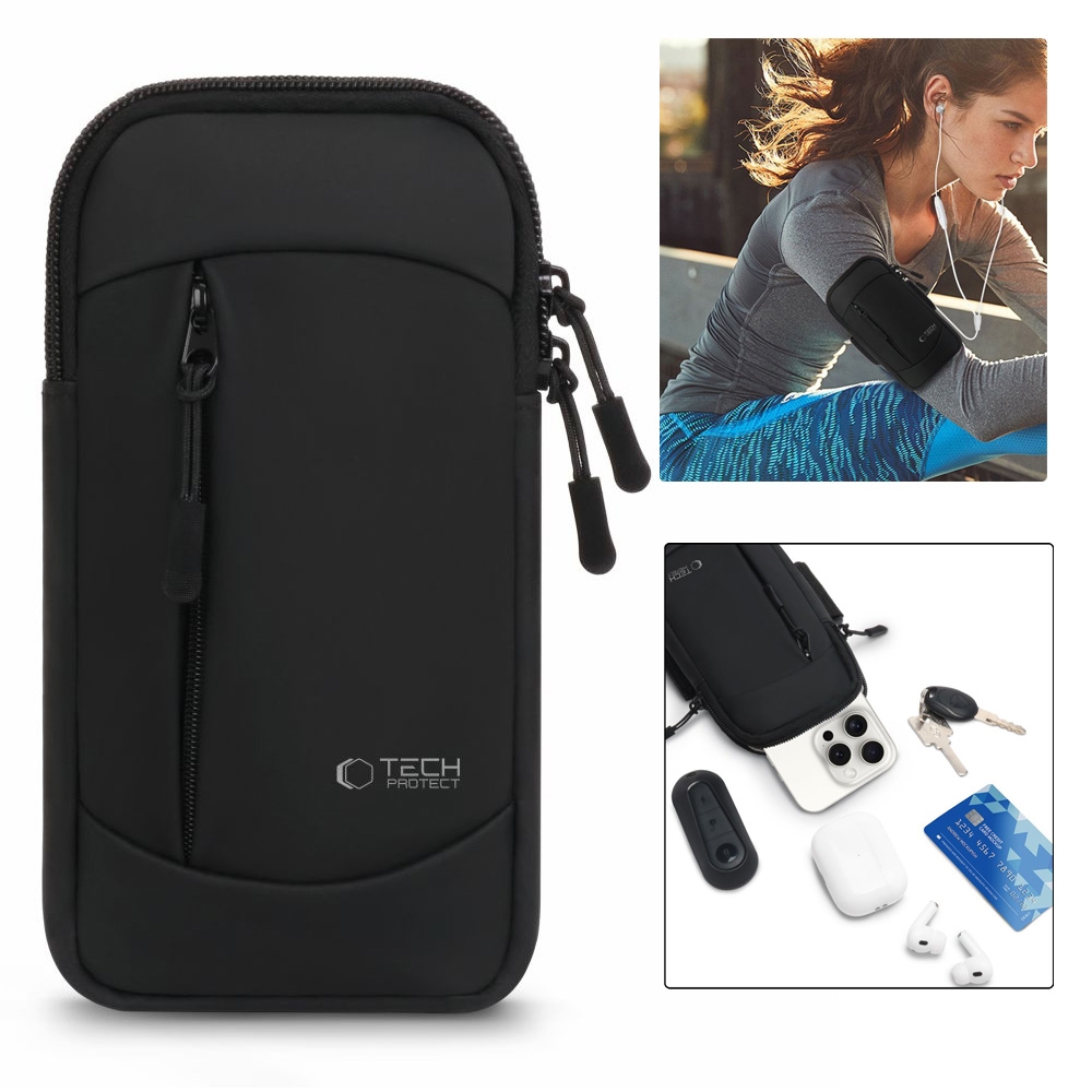 Running Armband | Sportowe Etui na Ramię do Biegania | 6.9&#8243; | Czarne