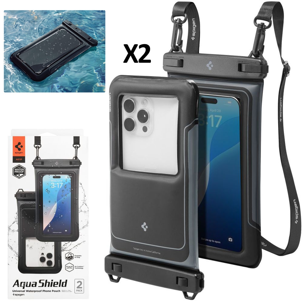 Spigen Aqua Shield A611P | Pływające Wodoszczelne Etui IPX8 | do 7&#8243; &#8211; 2 SZTUKI
