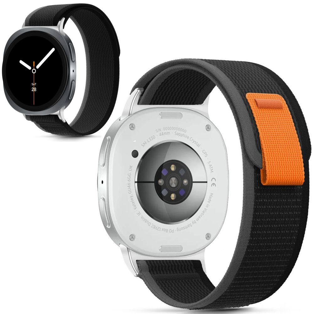 Sportowy Pasek NYLON Velcro | Gray Orange do Samsung Galaxy Watch 8 / 8 Classic