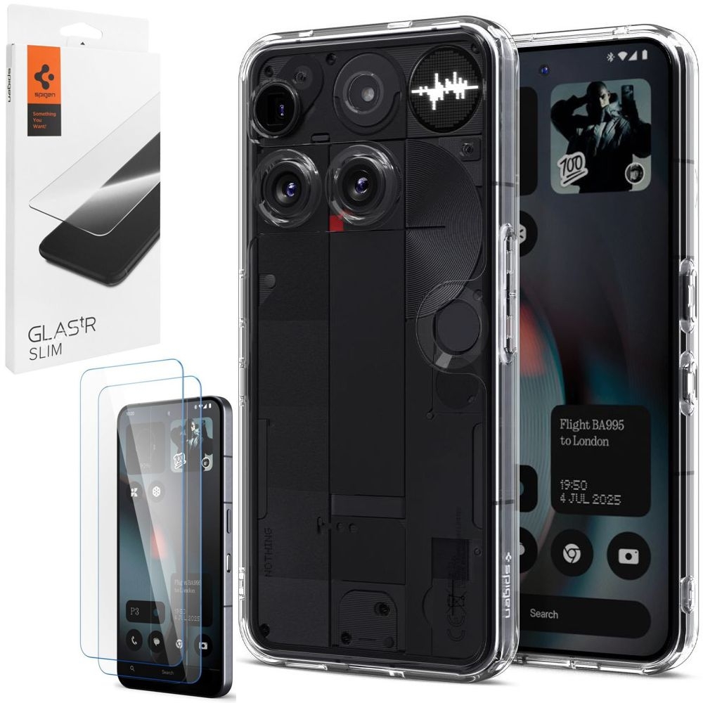 Etui SPIGEN Ultra Hybrid | Crystal Clear + 2x SZKŁO Spigen do Nothing Phone 3