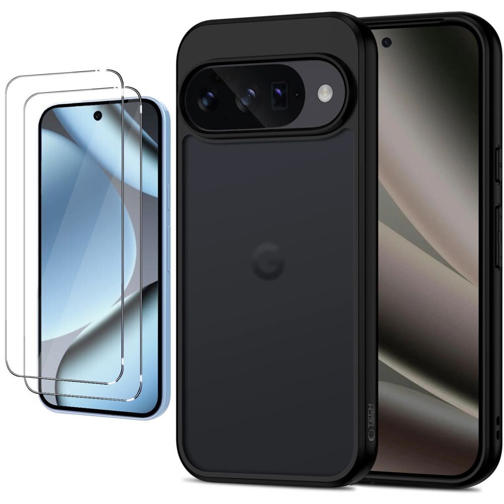 Etui Hybrydowe Matte Case | Black + 2x SZKŁO do Google Pixel 10 / 10 Pro