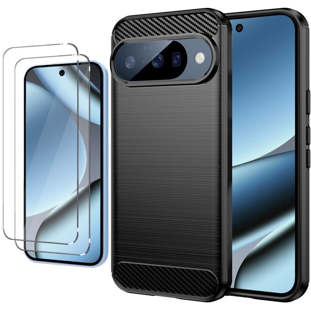 Etui CARBON Soft Case | Coal Black + 2x SZKŁO do Google Pixel 10 / 10 Pro