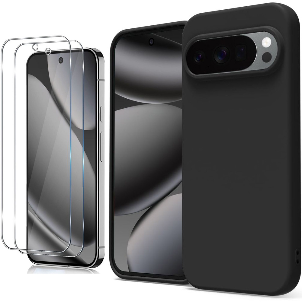 Etui Matt Silicone Case | Czarne + 2x SZKŁO do Google Pixel 10 Pro XL