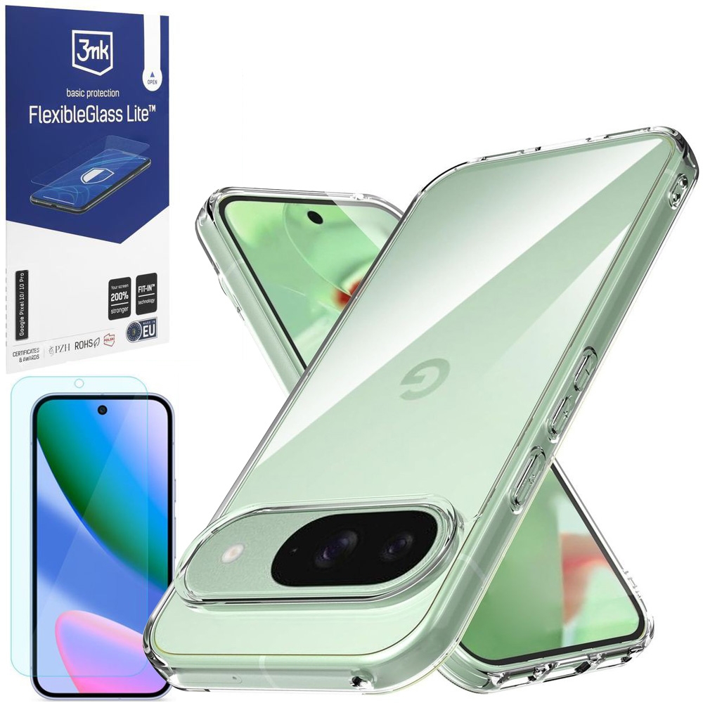 Mocne Etui Air Case PRO 2mm | Bezbarwne + SZKŁO 3mk Flexible Glass Lite do Google Pixel 10 / 10 Pro