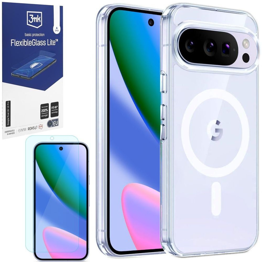 Etui 3mk Armor MagCase z Qi2 PixelSnap | Clear + SZKŁO 3mk Flexible Glass Lite do Google Pixel 10 / 10 Pro