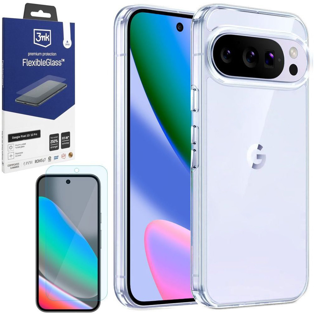 Etui 3mk Armor Case | Clear + SZKŁO 3mk Flexible Glass do Google Pixel 10 / 10 Pro